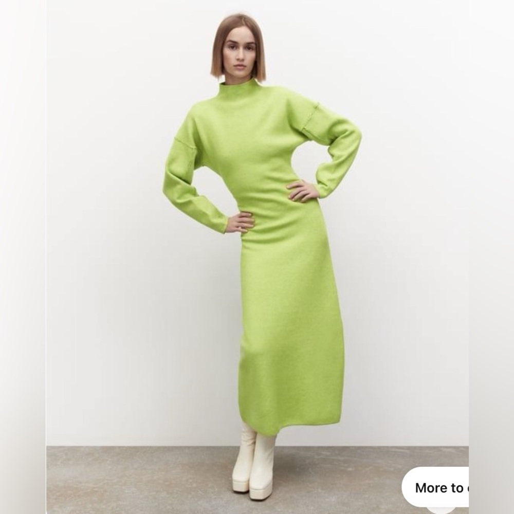 Zara Mock Neck Knit Dress in green
